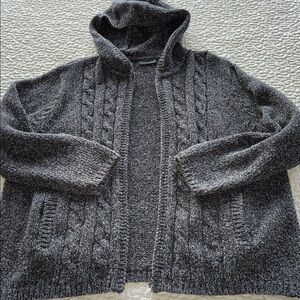 Relativity Heather Gray Full Zip Cable Knit Hoodie Cardigan Fisherman Sweater 2X